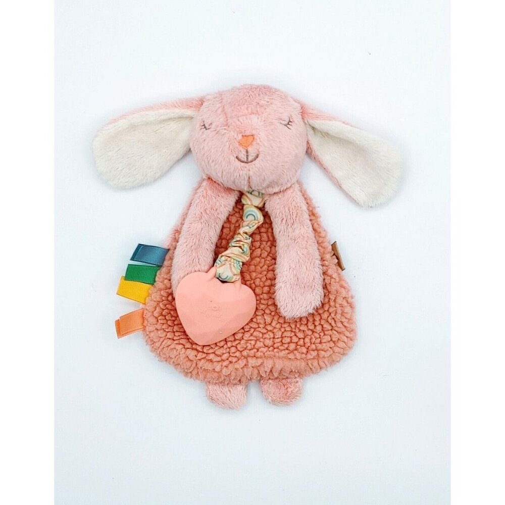 Itzy Ritzy Bunny Rabbit Lovey Teether Security Blanket Plush Stuffed Animal Toy